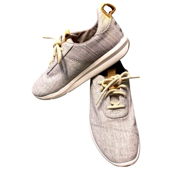 Toms Womens Grey Lace-Up Casual Shoes Size 5.5 Textured Fabric Comfortable Every - Picture 2 of 6
